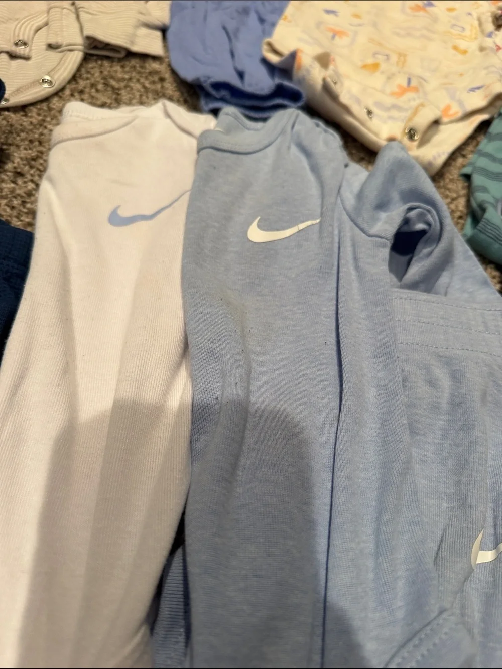 6M Mixed Baby Boy Onesies & Sleepers Bundle - Blue, Gray, Cream